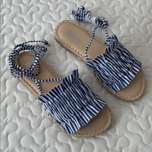 Blue Stripe Fabric Flat Espadrilles